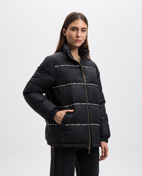 Be Florence Чорна пухова куртка з брендованою тасьмою BE2444