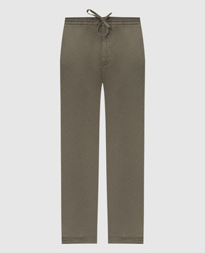 Canali Брюки цвета хаки из льна SG0320291695