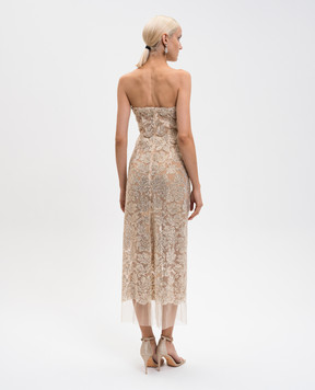 Ermanno Scervino Бежева сукня-бюстьє з кристалами D472Q700CTFDJUJ