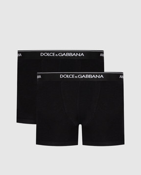 Dolce&Gabbana Набор черных трусов-боксеров с логотипом. M9C07JONN95