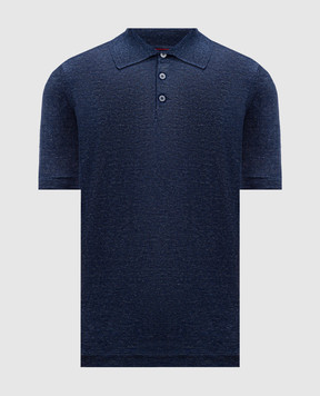 Brunello Cucinelli Синее меланжевое поло с леном M2L00315