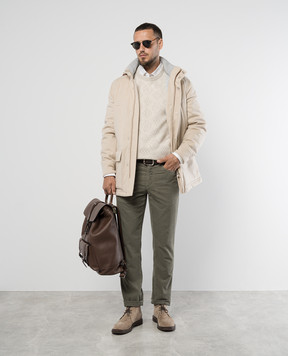 Brunello Cucinelli Бежевий светр з вовною у візерунок MSO708500