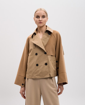 Max Mara Weekend Бежевая двубортная куртка BAZAR с шерстью верблюда BAZAR