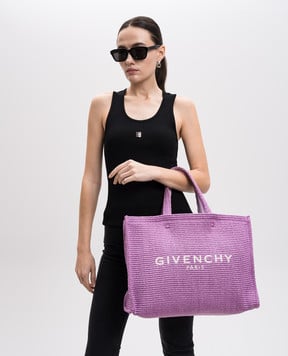 Givenchy Фіолетова сумка-тоут G з рафії з вишивкою логотипа BB50ZVB1SQ