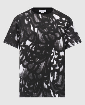 Alexander McQueen Сіра футболка в брендовий принт з вишивкою логотипа 839223QTADW