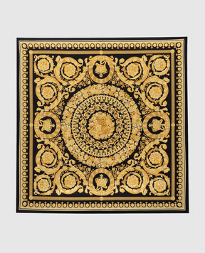 Versace Черный платок из шелка в принт брендовый Barocco 10016001A04577