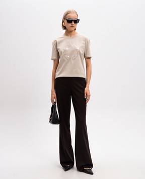 Givenchy Бежевая футболка с эмблемой 4G из пайетков BW70EKG1YH
