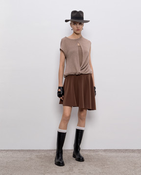 Brunello Cucinelli Коричневая юбка мини из шелка M0F51G2243