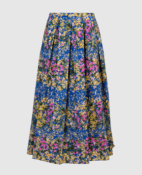 Max Mara Синяя юбка в цветочный принт Moresca MORESCA