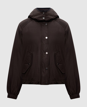 Brunello Cucinelli Коричневая пуховая куртка с цепочкой мониль MG5017835P