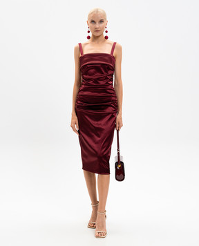 Dolce&Gabbana Бордовое платье с драпировкой F6TYJTFURAD