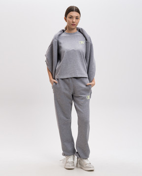 Off-White Серая меланжевая футболка с вышивкой логотипа. OWAA124S25JER005