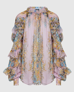 Etro Розовая блузка из шелка в цветочный узор. WRJA002999SA1A0