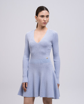 Balmain Блакитна сукня міні в рубчик EF1R9857KI09