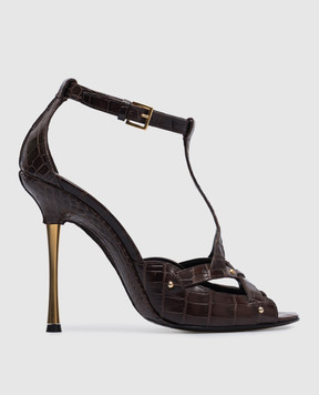 Tom Ford Коричневі босоніжки зі шкіри крокодила W0463TALL