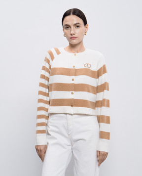 Twinset Білий кардиган з вовною в смужку 242TP3371