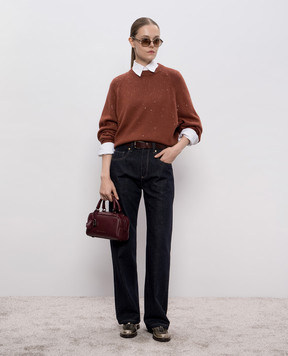 Brunello Cucinelli Коричневий джемпер з кашеміру та шовку в паєтки M73539930
