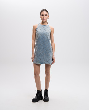 Versace Jeans Couture Голубое джинсовое платье с логотипом из кристаллов 77HAO9LSCDWA5