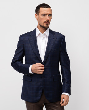 Stefano Ricci Синий пиджак из шерсти в клетку M1RF432000W0003T