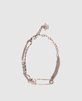 Versace Сріблястий браслет з брендовою шпилькою 10206731A00620