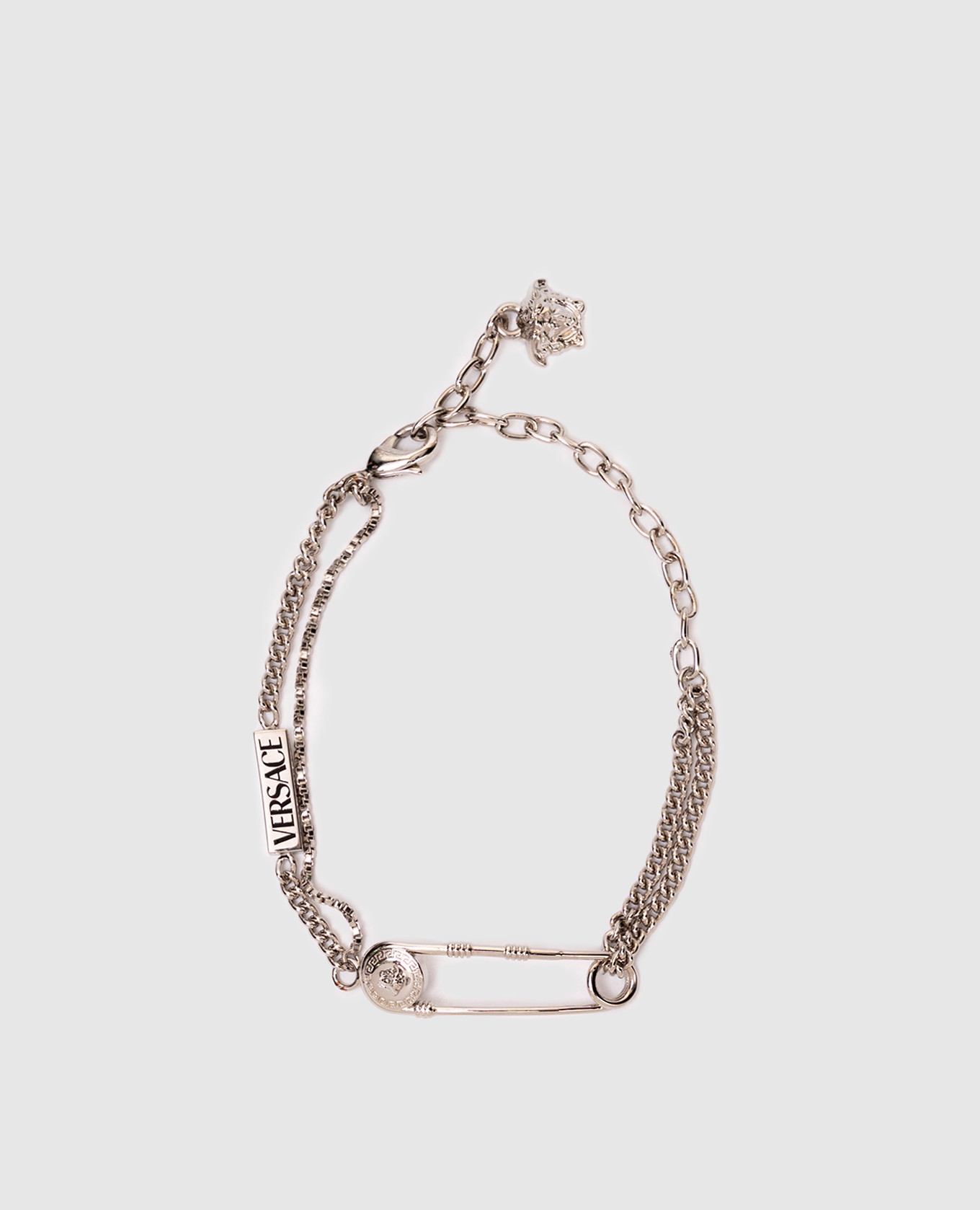 

серебристый браслет с брендовой шпилькой, Браслеты