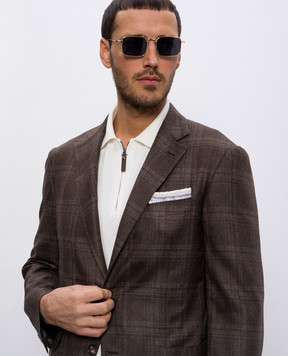 Brunello Cucinelli Бежевый двухсторонний платок-паше из льна и шелка MR8930091