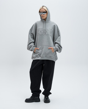 Vetements Серое меланжево худи с фактурным логотипом UA65HD370G