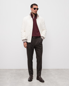 Brunello Cucinelli Белая куртка с кашемиром на меху MT4016887