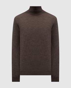 Brunello Cucinelli Коричневый гольф из шерсти и кашемира M2400103