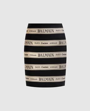 Balmain Чорна спідниця міні з логотипом EF1LC245JJ95