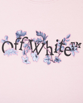 Off-White Дитячий рожевий світшот з принтом логотипа Bookish flowers OGBA001F24FLE004