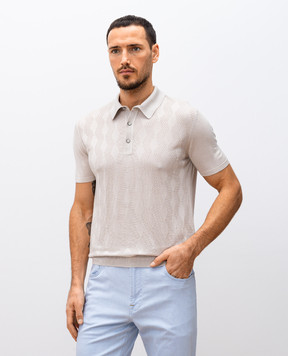 Bertolo Cashmere Бежевое поло из шелка в тканом узоре. 902458002471