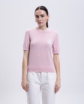 Balmain Рожевий топ з шовком з вишивкою емблеми FF1KA115KI86