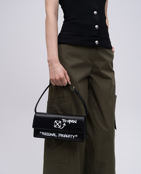 Off-White Черная кожаная сумка Jitney 1.0 OWNN172C99LEA002