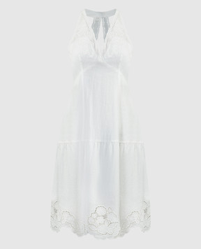 Twinset Белое платье миди с вышивкой 241TT2331