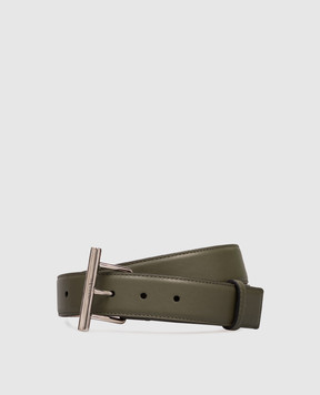 Alexander McQueen Кожаный ремень цвета хаки T-Bar 8052051AAVB