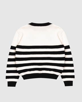 Balmain Дитячий білий джемпер з вовною в смужку BX9P50Z32971214