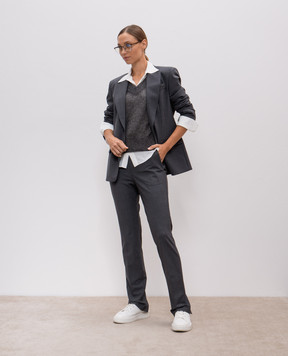 Brunello Cucinelli Сірі штани з вовною з ланцюжком моніль M0W07P8584