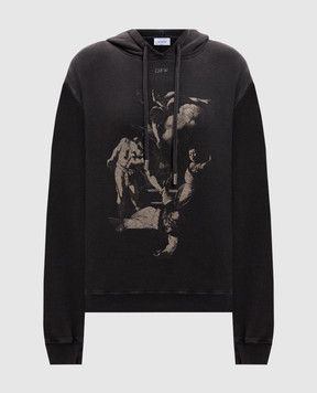 Off-White Сіре худі з принтом з логотипом OWBB035S25FLE004