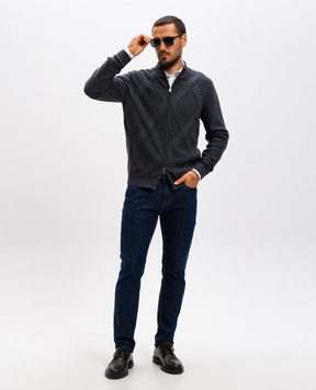 Cashmere&Whiskey Серый кардиган из мериноса шерсти в узор. CH08