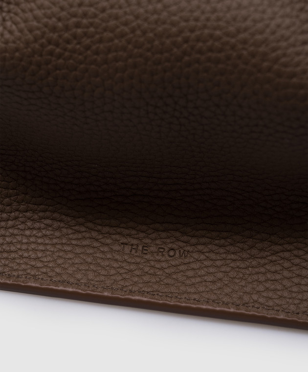 The Row Коричневая кожаная сумка-тоут Soft Margaux 15 с тиснением логотипа W1255L133 изображение 4