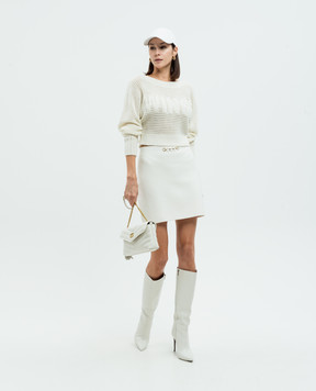 Twinset Біла спідниця з ланцюжком в кристалах 242TP3183