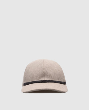 Brunello Cucinelli Бежевая кепка из льна с цепочкой мониль MCAP90076