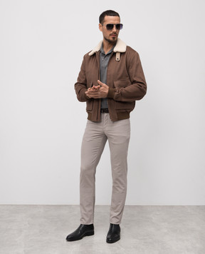 Brunello Cucinelli Серые вельветовые брюки с логотипом M279DI1780