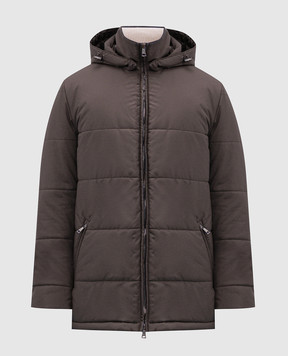Cashmere&Whiskey Серая стеганная куртка с гравировкой монограммы логотипа. CWSS24004