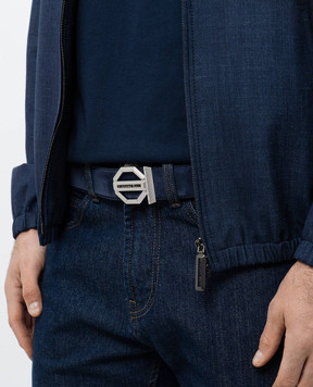 Stefano Ricci Синій замшевий ремінь з металевим логотипом N381SDC554P