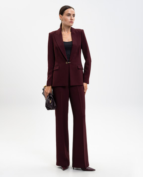 Twinset Бордові штани кльош з логотипом 252TP2591