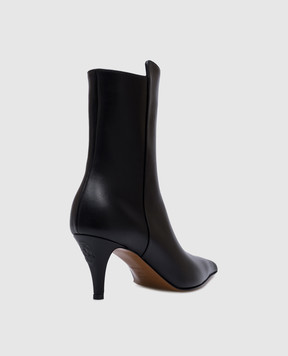 Alexander McQueen Чорні шкіряні ботильйони Birdee з фактурним брендовим зображенням 808279WHABP