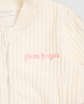 Palm Angels Дитяча бежева вельветова спортивна куртка PG3X002F25FLE001