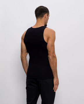 Versace Чорна майка з вишивкою логотипа в рубчик 10131251A09410